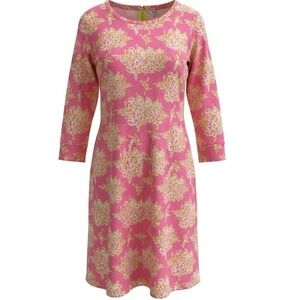 Crown & Ivy Shift Dress Large L Coral Print Beachy Seashore Cotton Modal Stretch